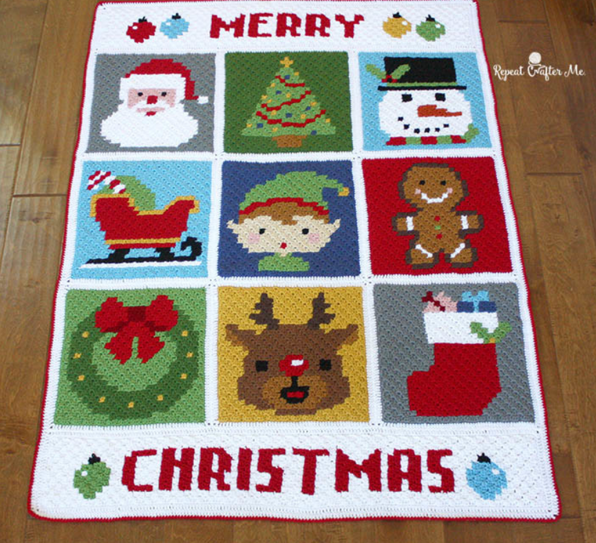 Crochet Christmas Character Afghan - crafts.alldaycrochet