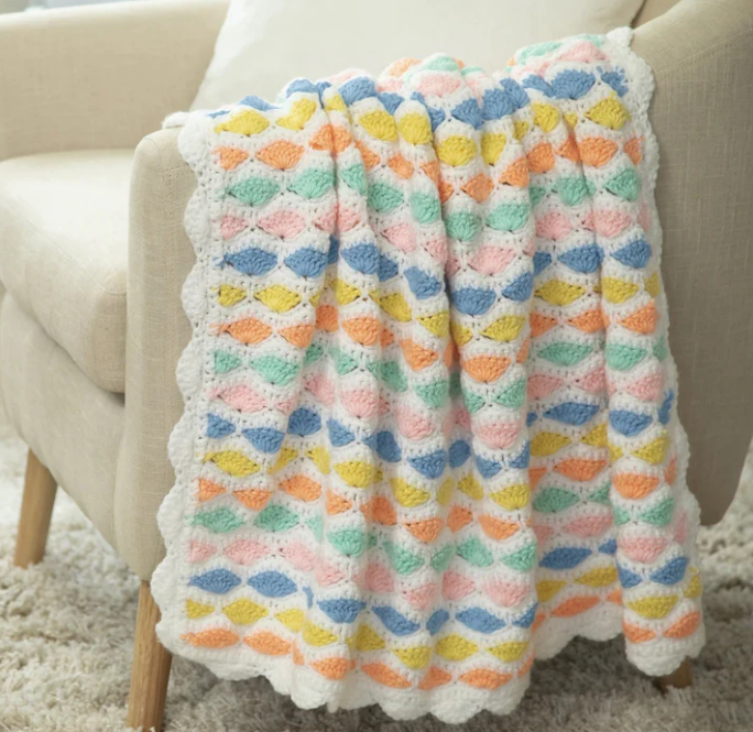 Free Colorful Shells Crochet Blanket Pattern