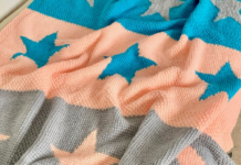 Moon and Stars Tunisian Crochet Blanket